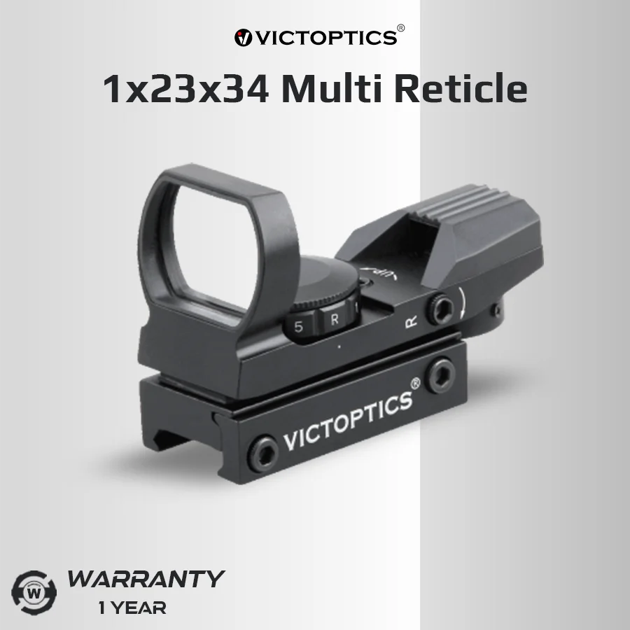 

Victoptics 1X23X34 красные точечные оптические охотничьи люнетки 5 красных и 5 зеленых уровней фотографического крепления ласточкин хвост