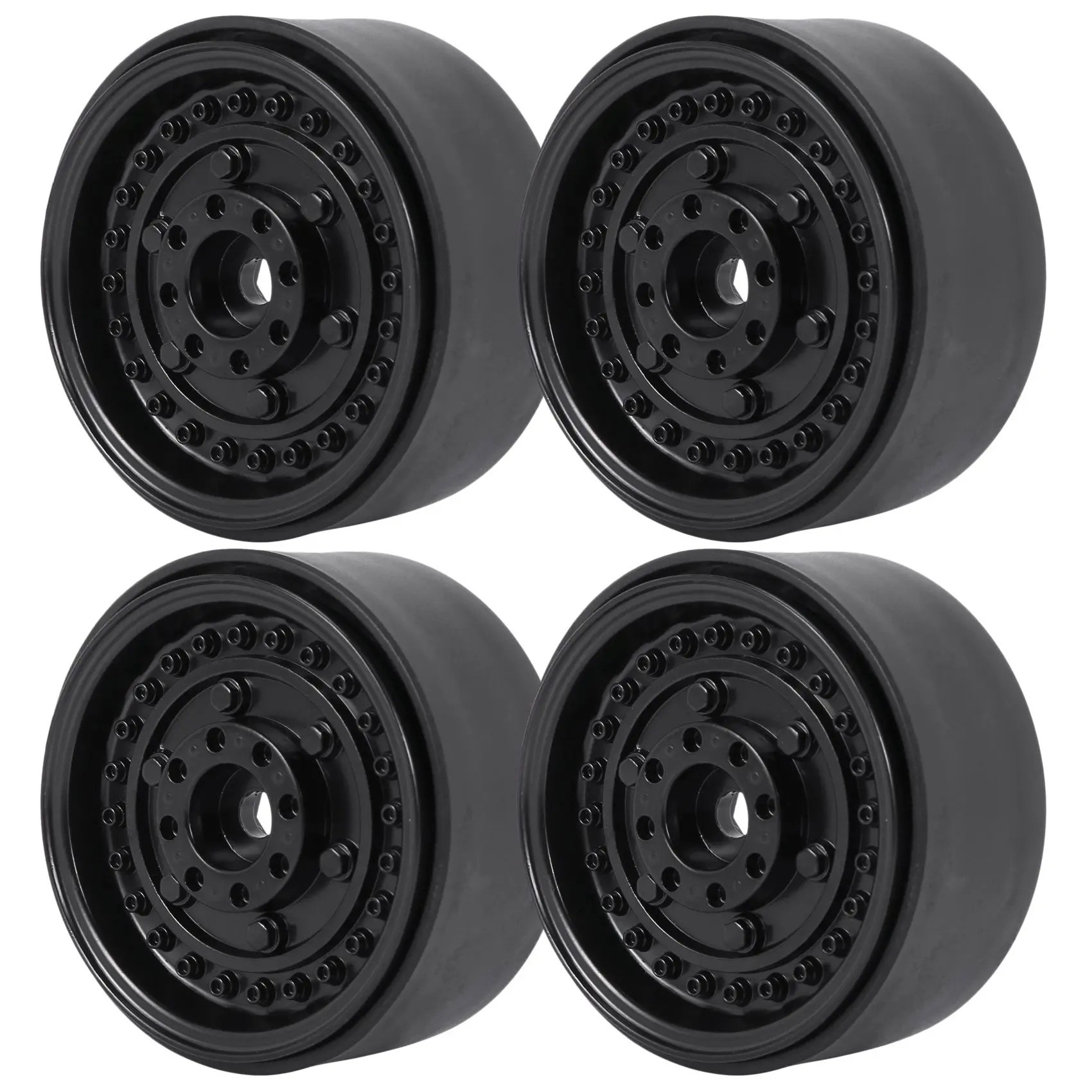 

4Pcs Metal 1.9Inch Beadlock Wheel Rim Hub for 1/10 Rc Crawler Car Axial Scx10 90046 Traxxas Trx4 Tf2 Rc4Wd D90 ,Black