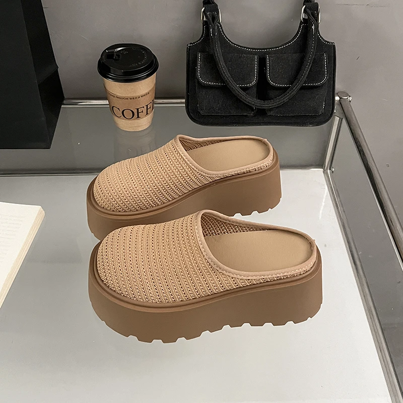 Summer New Women's Cover Toe Mules Slippers Fashionable Hollow Out Slide Elegant Dress Slip-On Shoes Comfortable Ladies Footwear