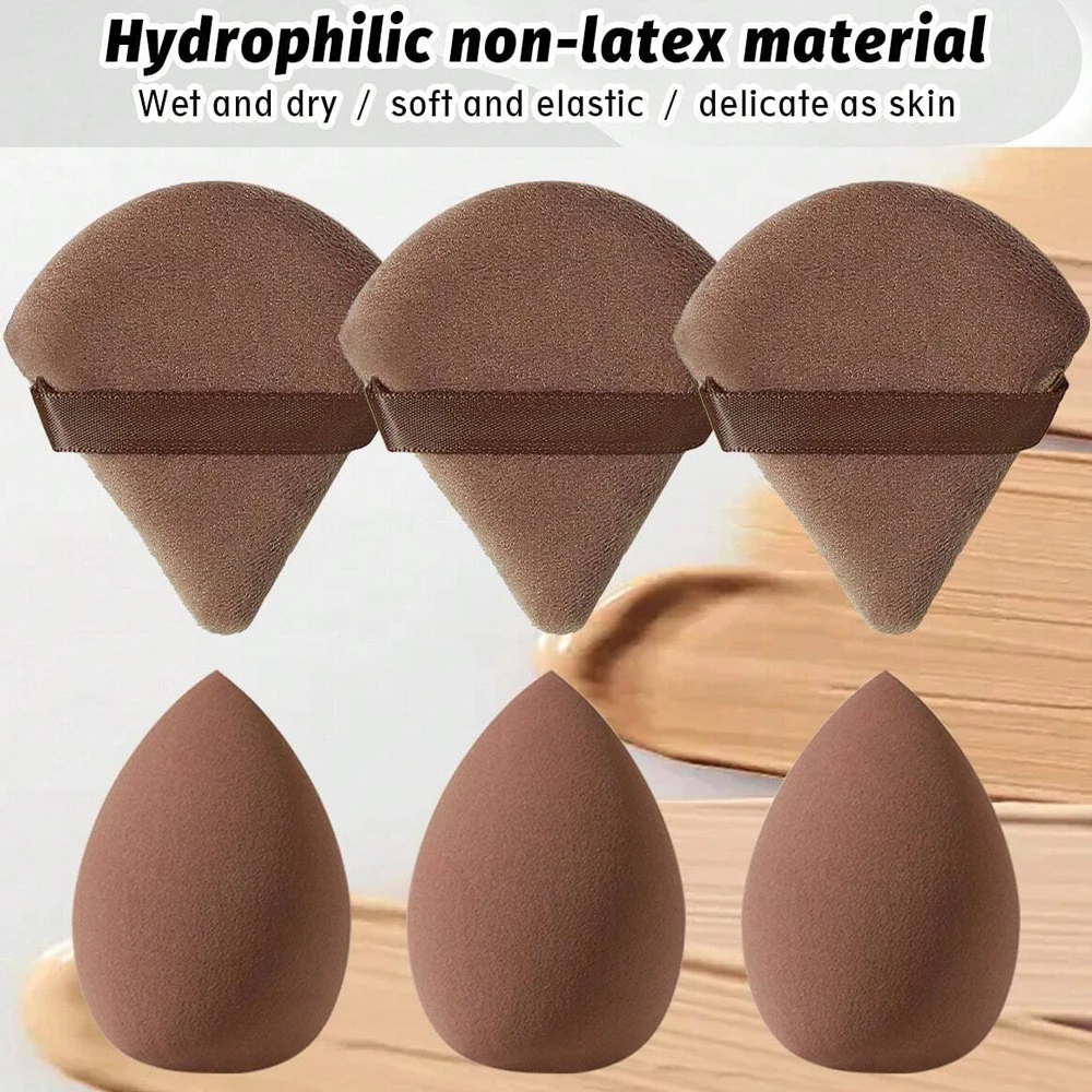 6Pcs Makeup Sponge Set,Triangle Velour Powder Puff and Beauty Blender for Face Loose Powder Foundation Makeup Tools