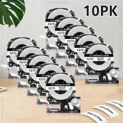 5/10PK SS12KW Compatible Epson Kingjim 12mm Label Tape Adhesive SS12KW SC12YW Label Sticker for Epson LW-300 LW-400 Label Maker