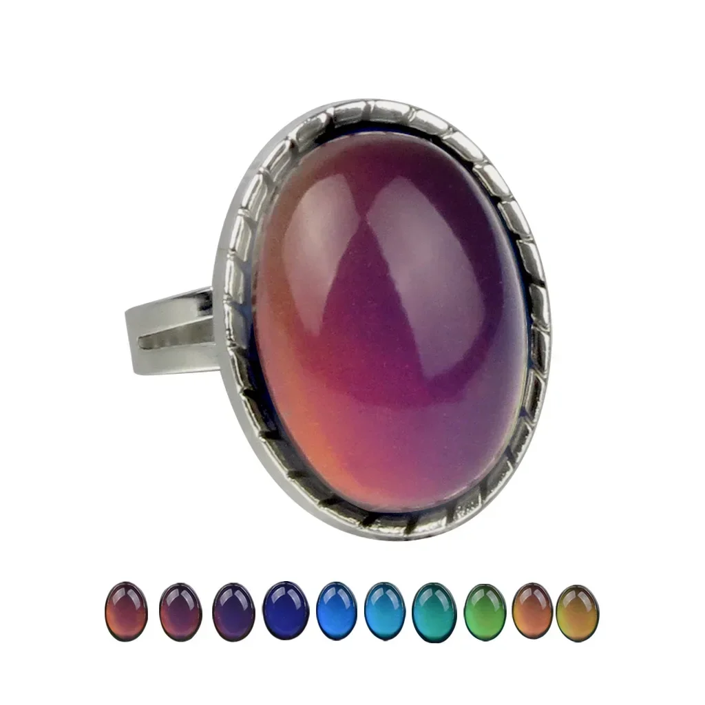 Open Ring Retro Creative Classic Versatile Adjustable Ring Temperature Control Gemstone Color Changing Ring for Women