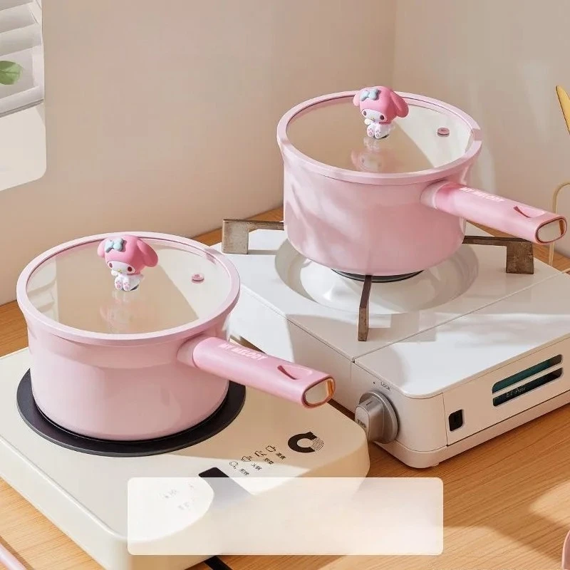 

Cute Kawaii Hello Kitty Sanrio Milk Warmer Pot Food Cooker Steamer Frying Pan Multifunctional Kitchen Appliance for Kitchen Gift