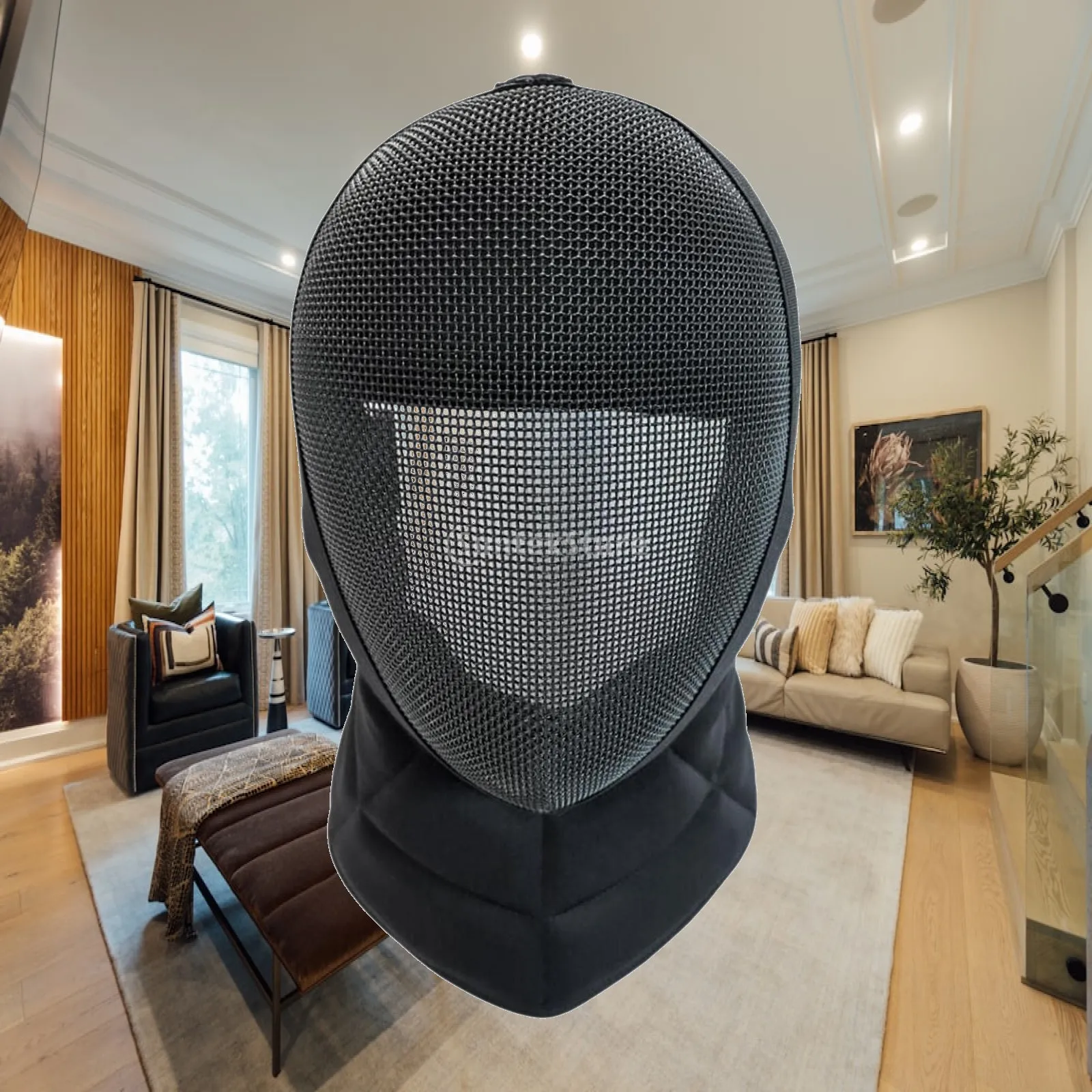 Ventilated Fencing Mask Metal Stab Resistant Face Guard Padded Epee Helmet for Training Sparring and Competition