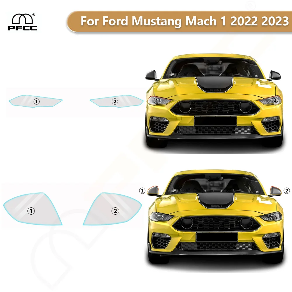 

For Ford Mustang Mach 1 2022 2023 Car Headlight Rearview Protection Film TPU Pre-cut PPF Bra Clear Kit Anti-Scratch Resistant
