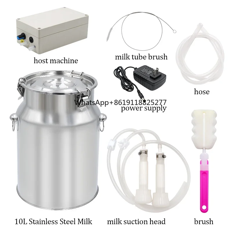 10L Electric Milking Machine Stainless Steel Milker Farm Cow Goat Vacuum Suction Pump Automatic Cattle Milking Machines For Sale