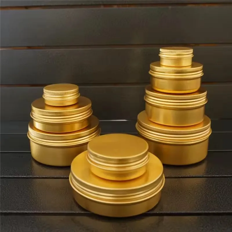 

200pcs Golden Aluminum Jar 60ML Empty Aluminum Case 2 Oz Round Tins Lip Balm Cans Cream Pots Cosmetic Container