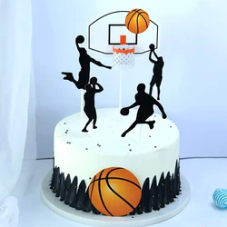 1set Passion Basketball Theme Cake Topper Flags Decoration Cake Topper Paper Birthday Party Basketball Theme DIY Decor Supplies