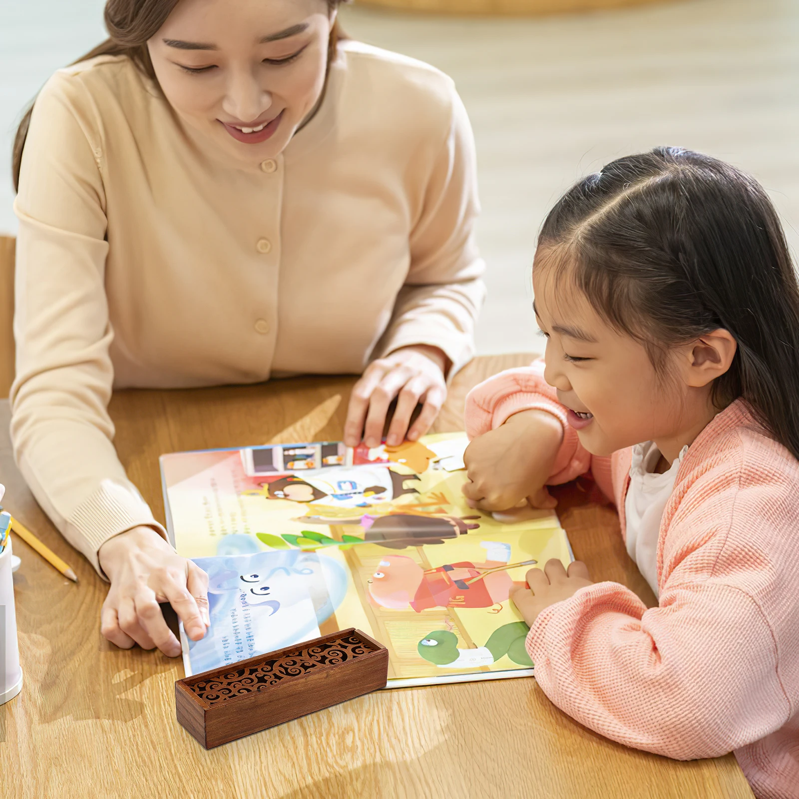 

Wooden Pencil Case Hollow Out Design Sturdy Rectangle Box With Sliding Lid For Art Supplies Office Stationery Jewelry Pen Holder