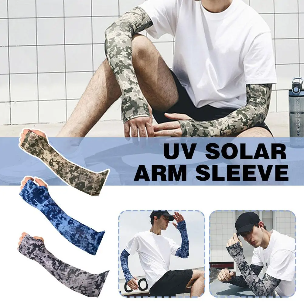 Uv Solar Arm Sleeve Men Camouflage Ice Silk Long Sleeve Summer Men's Arm Outdoor Cover Sun-protective Cycling Sports Fishin O7N2