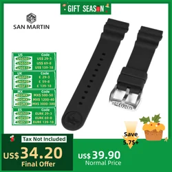 San Martin Watch Accessories Waterproof Straps For Men Women Flexible Fluorine Rubber Watchband Simple Soft 20/22mm Comfortable