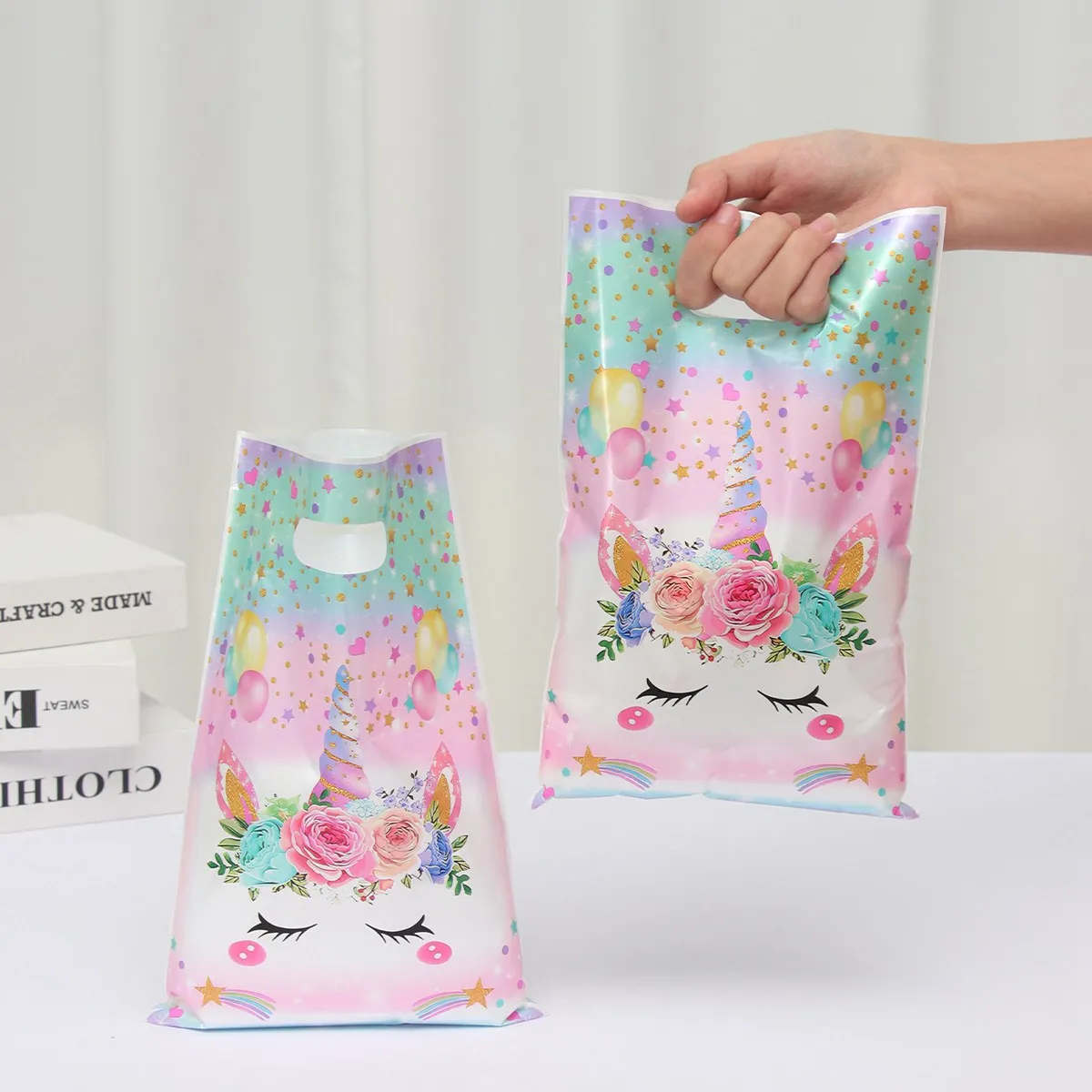 Torebka z jednorożcem Torebki na cukierki Dekoracja urodzinowa Torebka na prezenty dla dzieci Happy 1st Birthday Baby Shower Girl Party Supplies