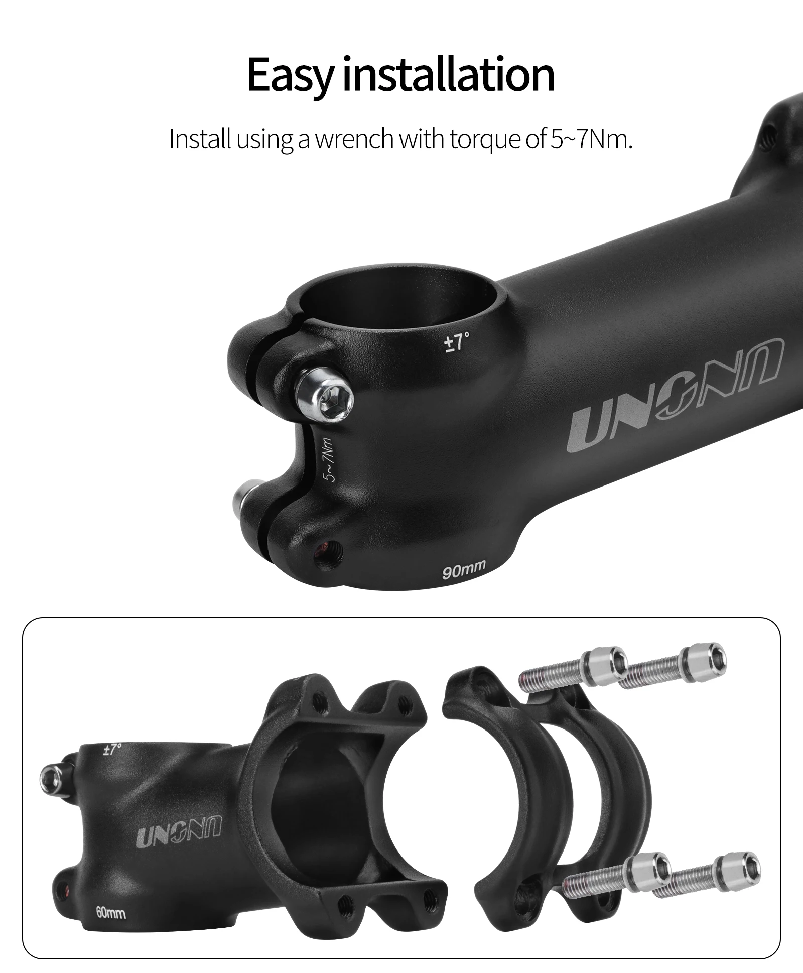 UNO Fahrradvorbau 7/17/35 Grad Mountainbike Brücke 28,6 mm 31,8 mm 60/70/80/90/100/110/120/130 mm Rennrad Lenkertisch – Detail 10