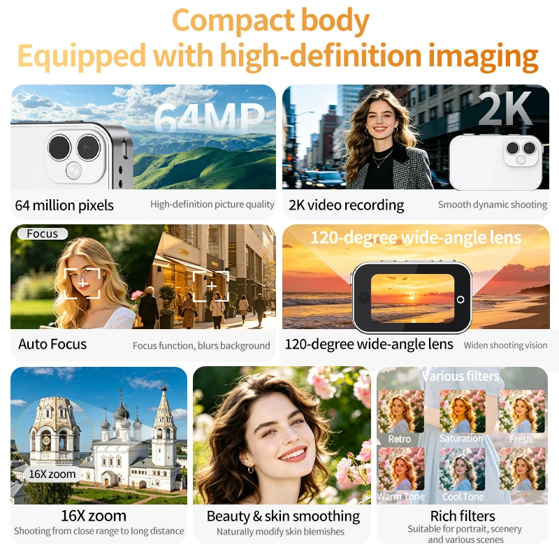 New Dual Lens Magnetic Portable Thumb Camera with Auto Focus HD 2K Retro Pop Filter Sport Pocket Camera Boutique Gift 2026 4