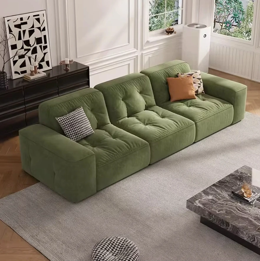 &For Top Layer Leather Living Room Consort Straight Row Light Luxury Three or Four Seater Chesterfield Sofa Combination