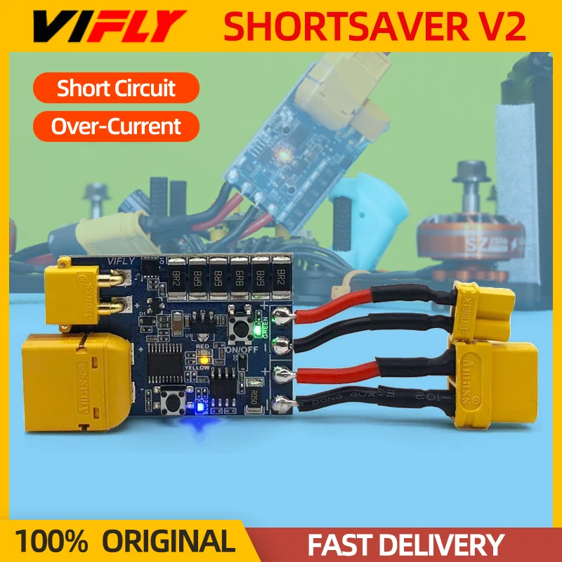 VIFLY ShortSaver 2 V2 Blokada dymu Bezpiecznik elektroniczny 2-6S Lipo XT30 TX60 Krótki obwód/prąd dla wyścigów FPV