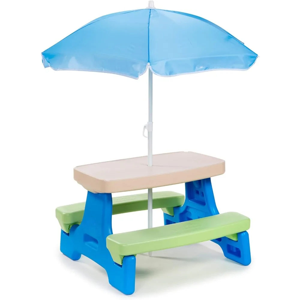 

Easy Store Picnic Table with Umbrella, Multi Color, kid, Boys and girls, 42.00''L x 38.00''W x 19.75''H