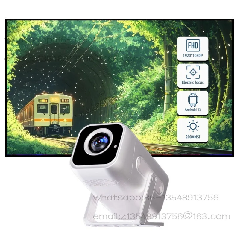 XH269 Smart Projector Portable Mini Smart Android 13 Projector 200ANSI 1080p HD 4K Wireless Projection WiFi6 BT5.4