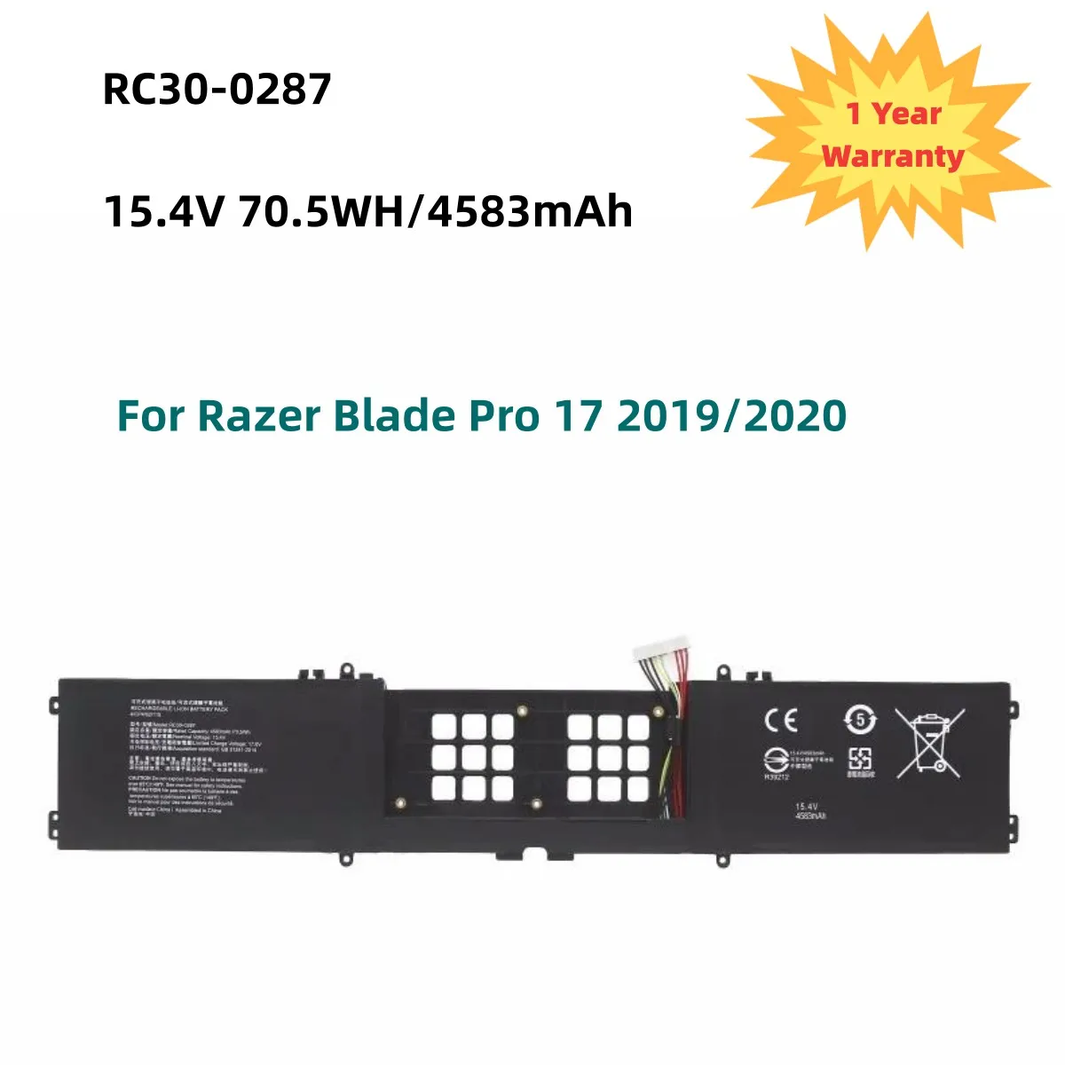 

RC30-0287 Laptop Battery for Razer Blade Pro 17 2019/2020 RZ09-0287 RZ09-0329 RZ09-0314 RZ09-0406 15.4V 4583mAh