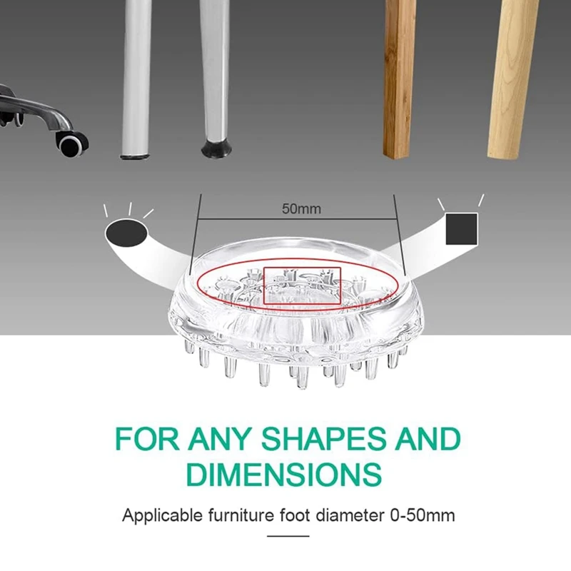 Copos Caster cravado para protetores do tapete, Floor Saver Pads, Clear Spiked Móveis Cup, Copos de Castor, 8PCs