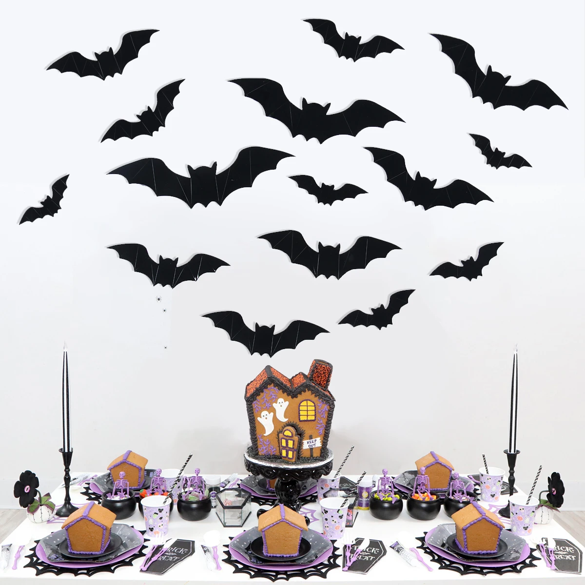 

Halloween Bats Wall Stickers Halloween Decorations for Home Indoor 3D Scary Bats Window Decal Stickers Horror Party Supplies