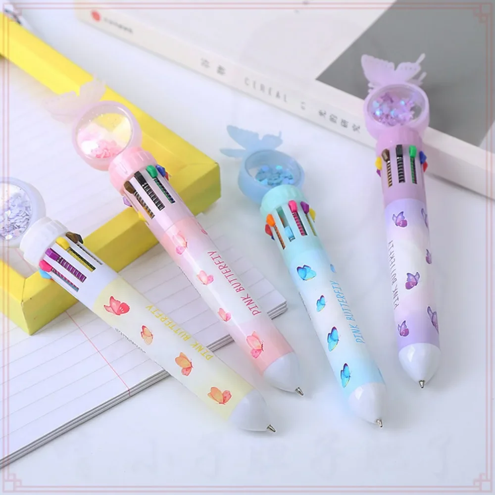 12 Pcs Wholesale Panda Butterfly Kapibala Dinosaur Astronaut Push 10 Colors Ballpoint Pens for Doodling and Note-taking