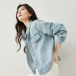 Vimly-Light Blue Jeans für Frauen, Cottable Coll mit Baumwolle, kurze Jeansjacke, loser Casual Coat, Frühling, 30126, 2024 8 Hauptverkäufe Frauen hellblauer Mantel - №6
