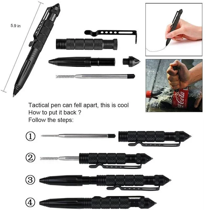 1-2pcs Multifunctional Mini Pocket Anti-skid Signature Tactical defensa personal Pen Outdoor Sports Camping Self-defense Supplie