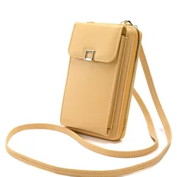 Women's Crossbody Long Purse Bag zipper solid color Shoulder Bag Multi-functional Wallet PU Leather long phone handbag