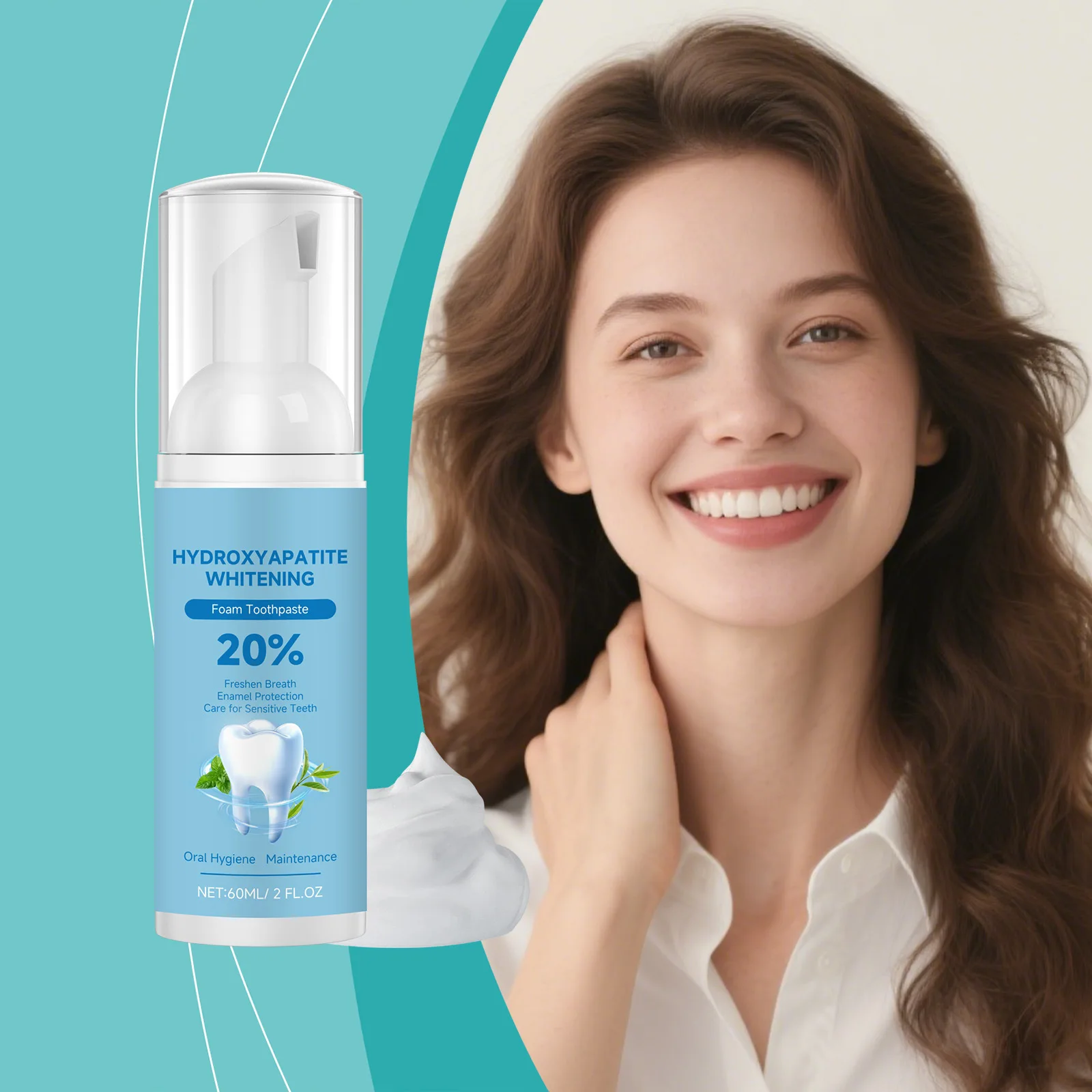 20% Hydroxyapatite Foam Toothpaste Teeth Whitening Mousse Enamel Repair Sensitive Teeth Oral Care Fresh Breath Cleaning Foam