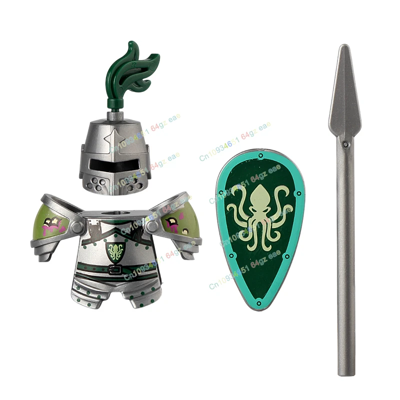 중세 그린 드래곤 레이븐 기사 고대 성 기사 빌딩 블록 액세서리 액션 피규어 모델 벽돌 장난감 선물