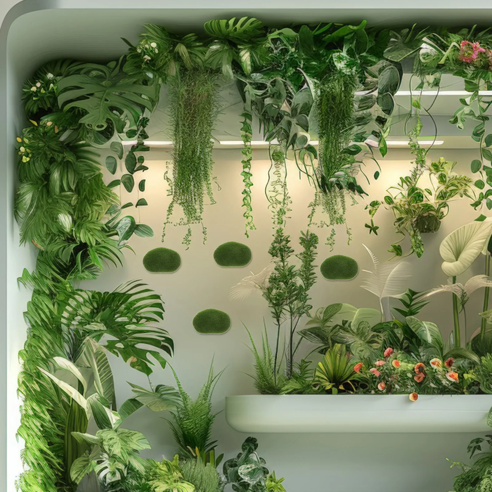 

6Pcs Artificial Moss Rocks Realistic Faux Moss Stones Indoor Plant Wall Decoration Terrarium Miniature Landscape Garden Props