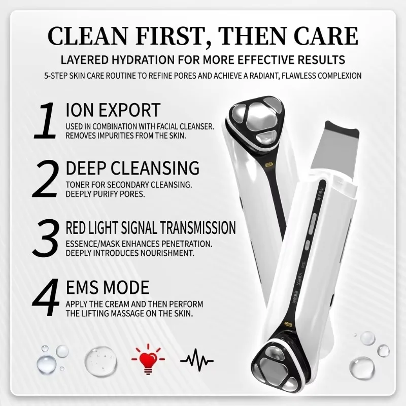 Ionic Pore Cleaner Blackhead Remover Vibration Micro‑current Beauty Device Skin Cleanser Essence Applicator Facial Massager