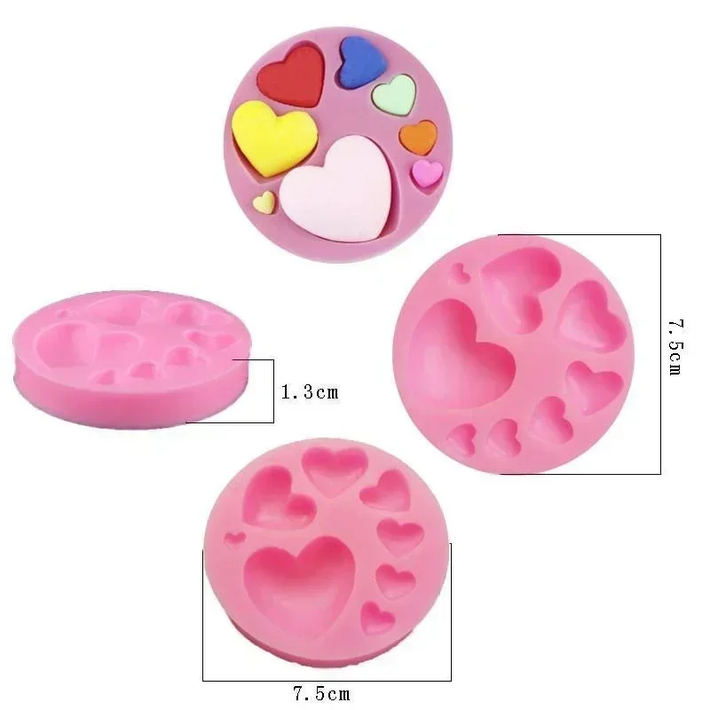 Household Handmade DIY Colorful Sweet Heart Chocolate Candy Paste Cake Decorating Tools Loving Heart Shape Silicone Fondant Mold