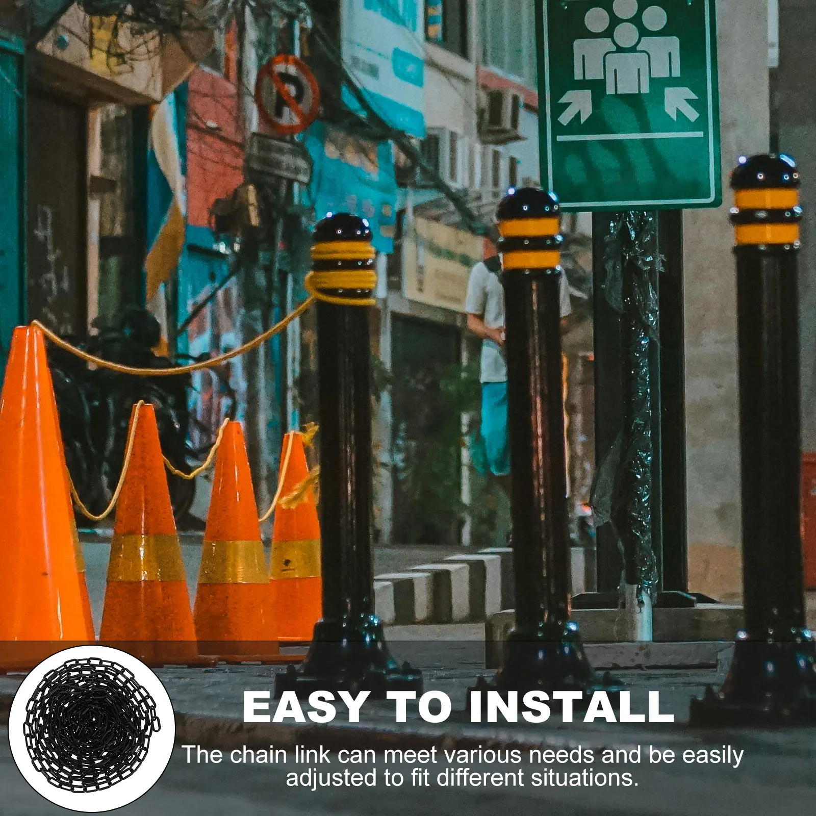 

Plastic Warning Protection Barricade Crowd Control High-Strength Security Chain Links For Road Cones Pillars No Parking