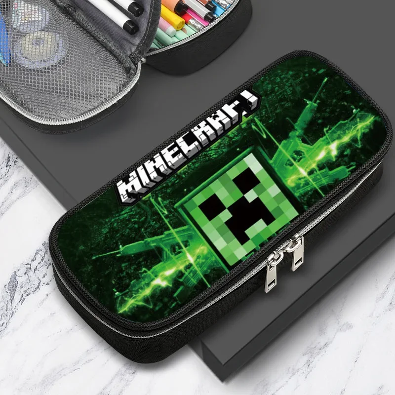 Сумки-карандаши Minecraft для студенческих принадлежностей, пенал большой емкости, аниме Pixel Style MC, сумка-карандаш, канцелярские принадлежности, подарки на день рождения