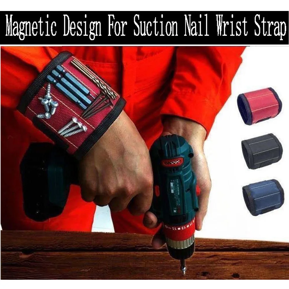 Magnetic Wrist with Strong Holds Screws Nails Drill Bit Storage Organizer Band Repair Magnetic Tools Bag Bracelet Gift adsorptio