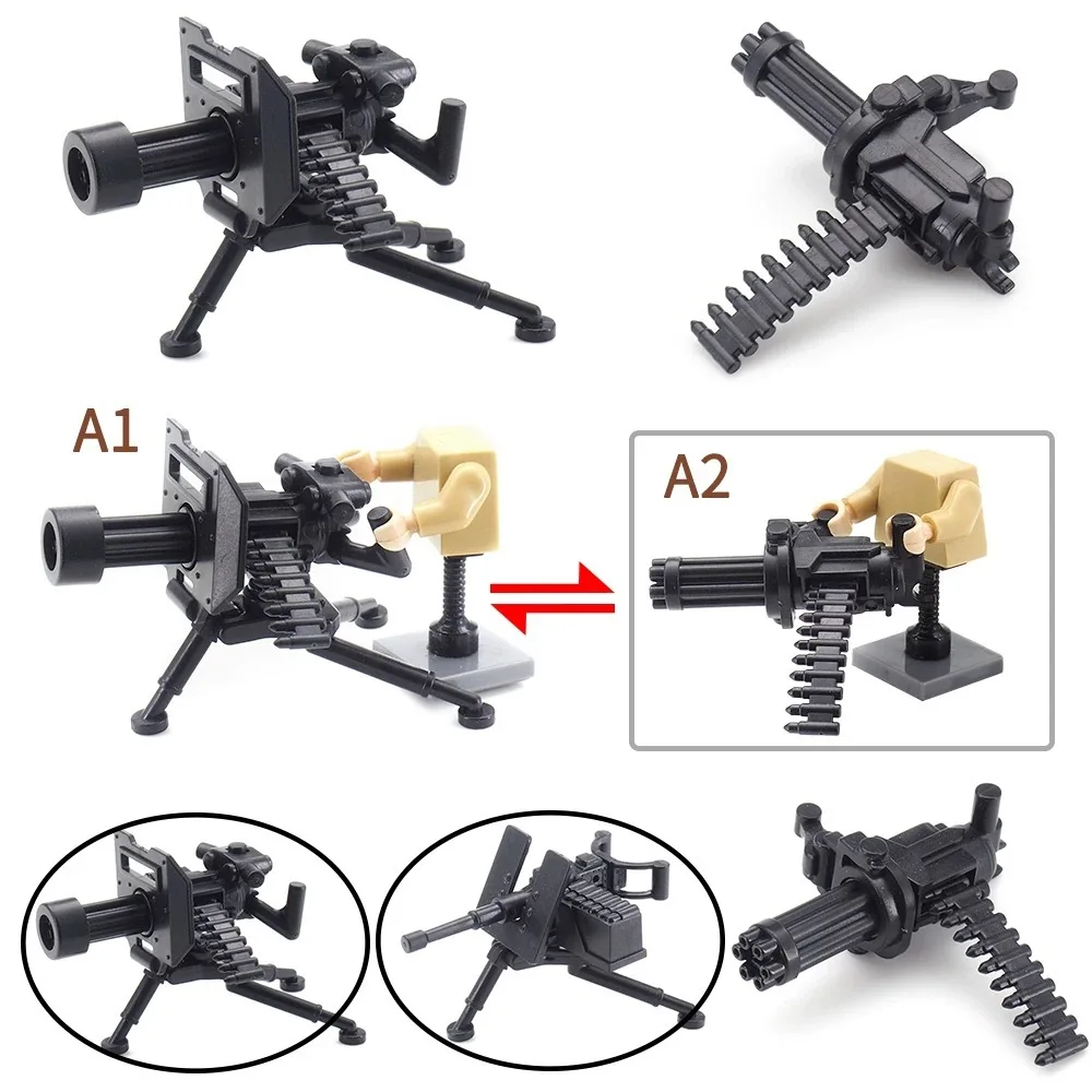 Figure di blocchi delle forze speciali della seconda guerra mondiale accessori armi moc Gatling M2 Giocattoli di mattoni di assemblaggio di mitragliatrici pesanti