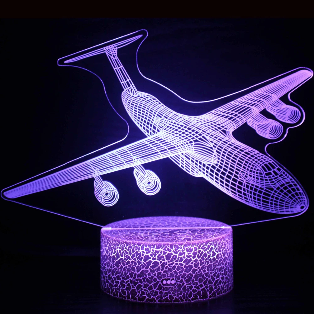 

Children Night Light Aircraft 3D Illusion Lamp 7 Color Changing USB Table Lamp Room Decor Birthday Christmas Gift for Boys