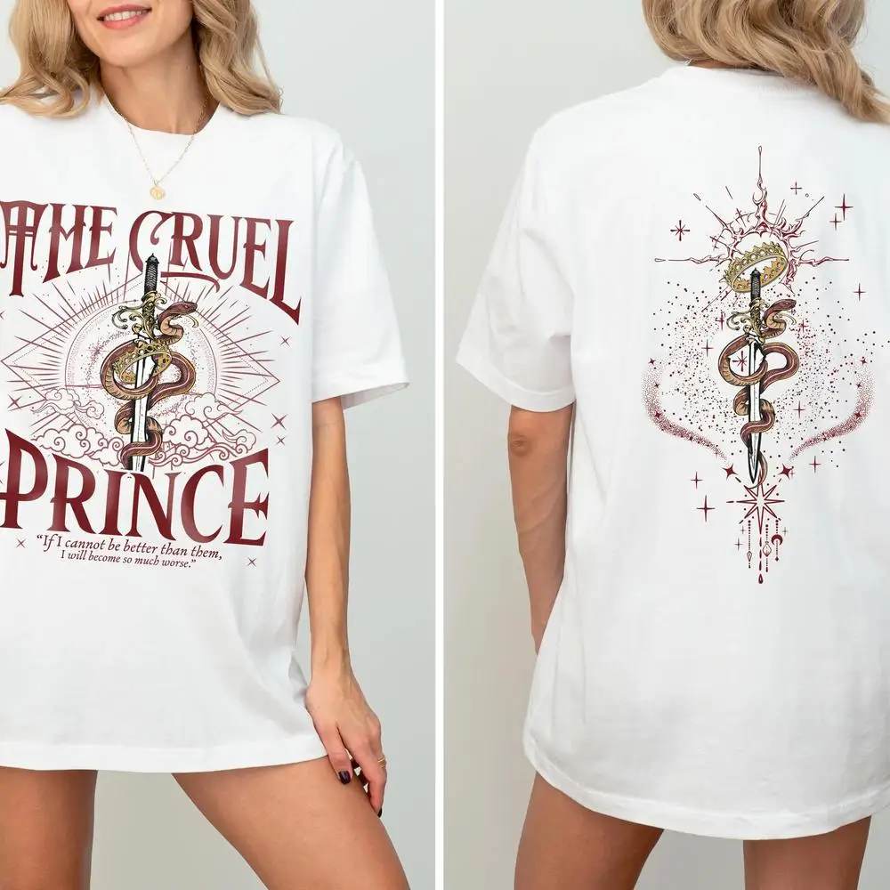 تي شيرت قطني من The Cruel Prince، هدايا كتاب Merch Jude Cardan لمحبي الكتب، ملكة الملك الشريرة من لا شيء ملابس فنية للكتاب