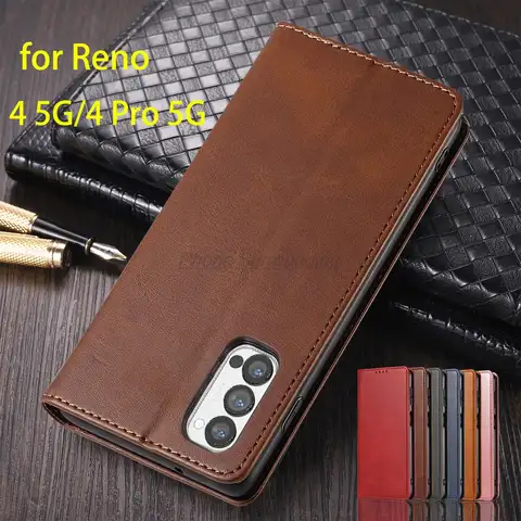 Leather Case for OPPO Reno 4 Pro 5G / Reno4 5G Flip Case Card Holder Holster Magnetic Attraction Cover Wallet Case Fundas Coque
