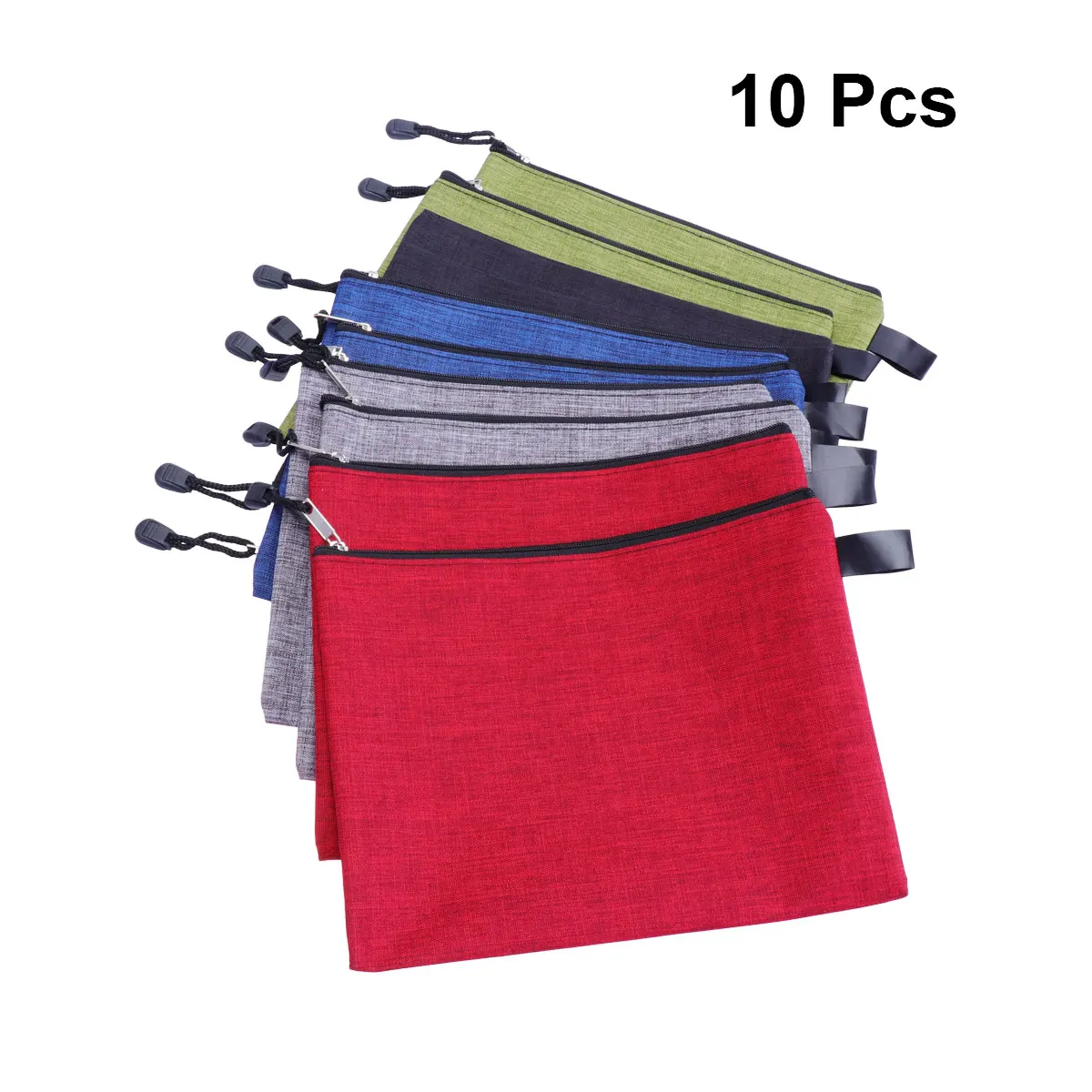 

10pcs Waterproof Bag Stationery Folder Office File Zipper Documents Oxford Cloth Pouch Storage Portable Small Items