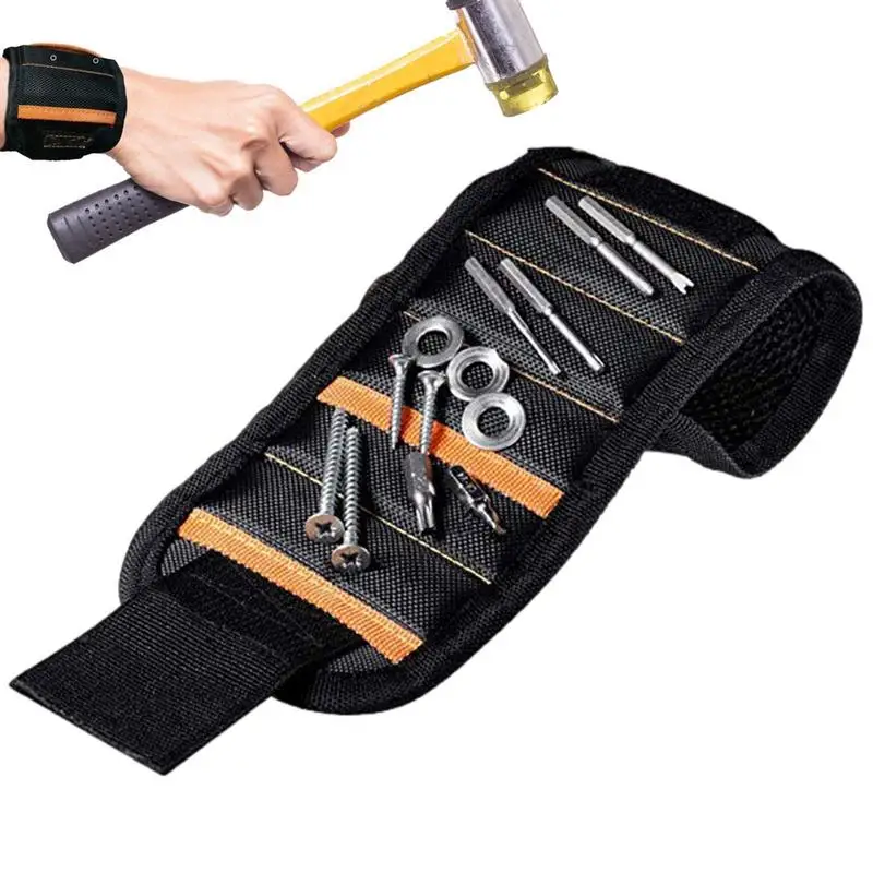 10/15/20 Magnetic Wristband Tool Bag with Pockets Strong Magnet Screws Wrench Drill Nails Hand Tools Holder Storage Organizer