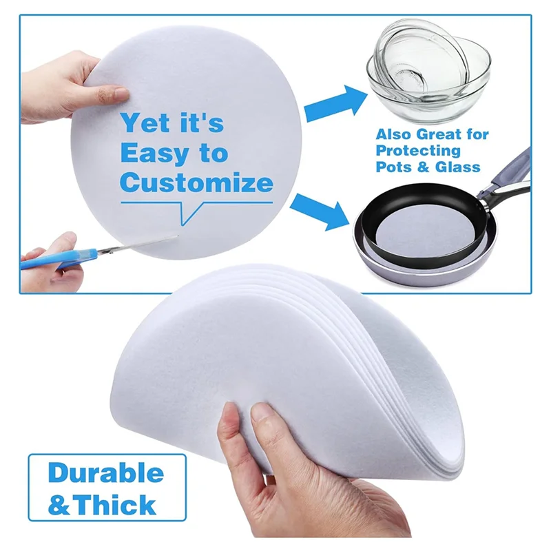 두꺼운 부드러운 펠트 접시 칸막이, 중국식 접시, 커피 받침 보호 및 적층용 - 접시 분리기 보관(60개)