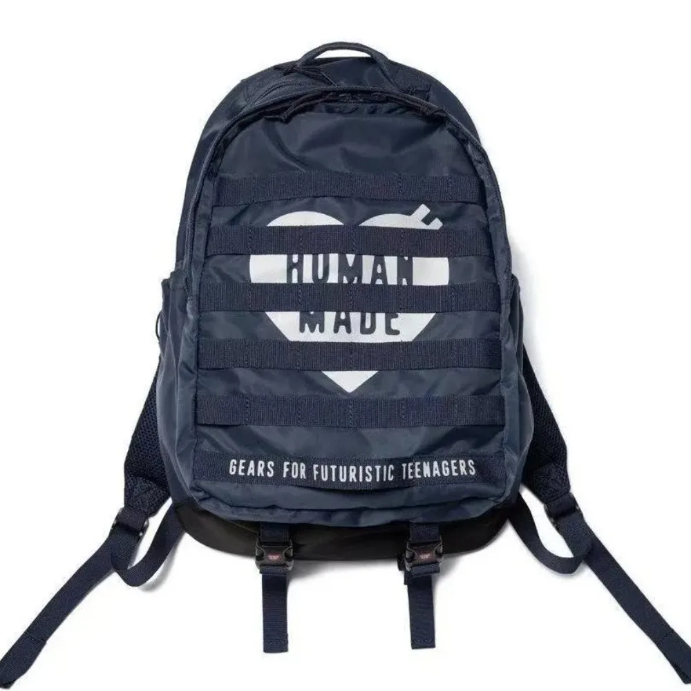 HUMAN MADE Military Backpack Trendy Brand Military workwear Nylon Backpack for Men and Women Large Capacity