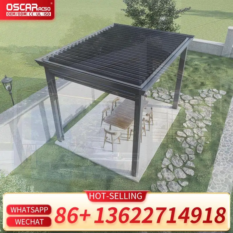 

Motorized Aluminum Outdoor Opening Louvered Roof Bioclimatic Patio Cover Ideal for Gardens Patios Backyards Pergola