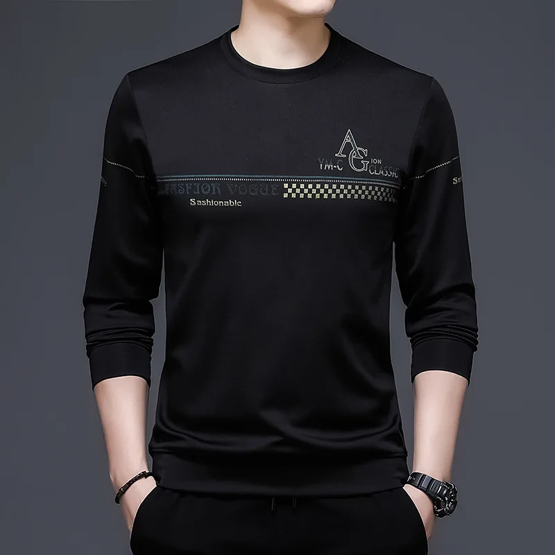 Fashion Trend Men\'s Printed Sweatshirts Autumn Winter All-match Long Sleeve Comfortable Round Neck Pullovers Tops Male Clothes