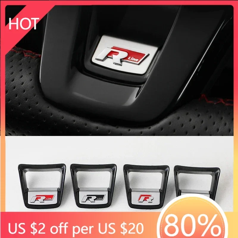 Cubre Volante de Acero con Emblema R-Line y Lentejuelas Decorativas para VW Golf 3 4 MK3 MK4 2026, Accesorios de Estilo para Coche