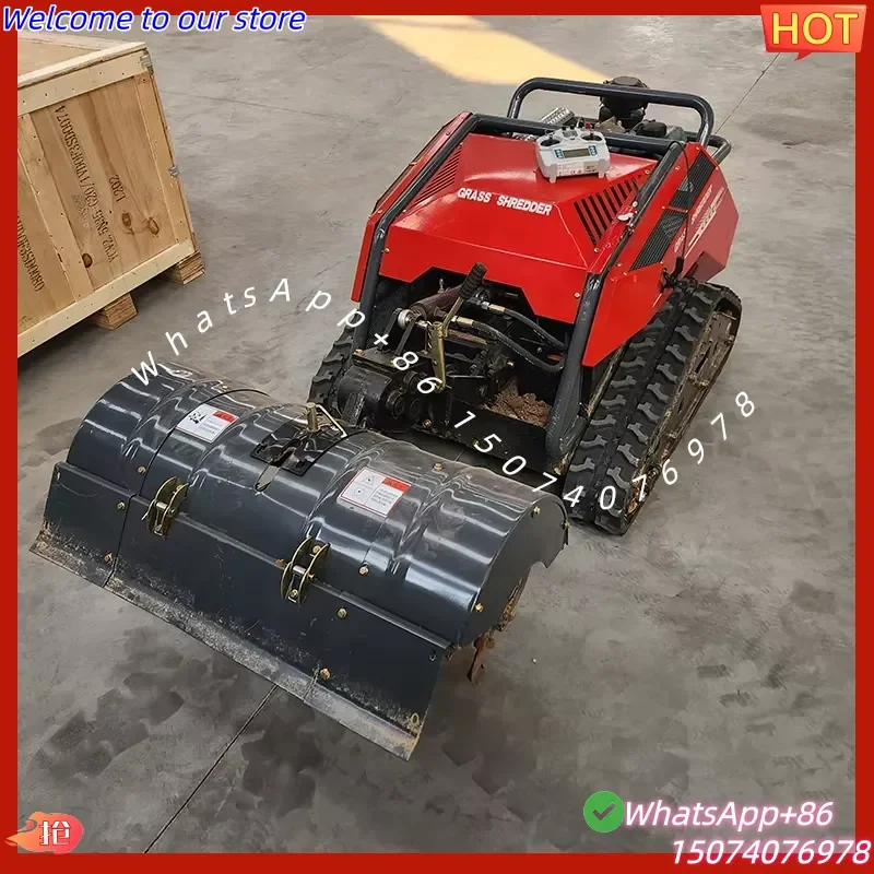 2026 Remote Control Multifunction Crawler Tractor with Engine Micro Rotary Tiller Cultivator for Agriculture