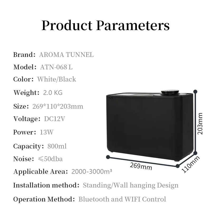 NAMSTE 3000M³ chytrý vůní difusor WIFI Bluetooth ovládání HVAC fungovat elektrický aromatická oáza  pro domácí hotel 800ML schopnost